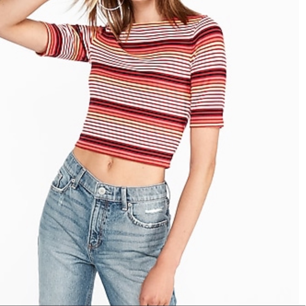 Express Crop Top Red Stripe